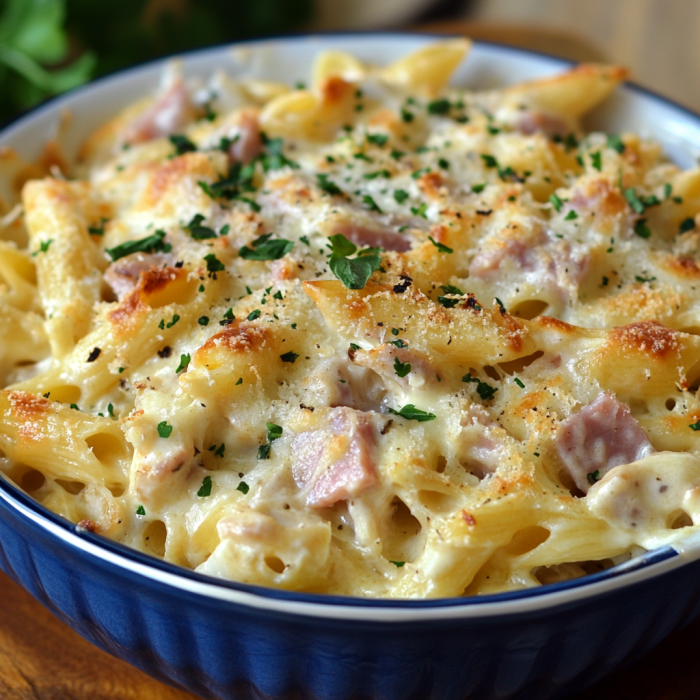 Cheesy Chicken and Ham Pasta