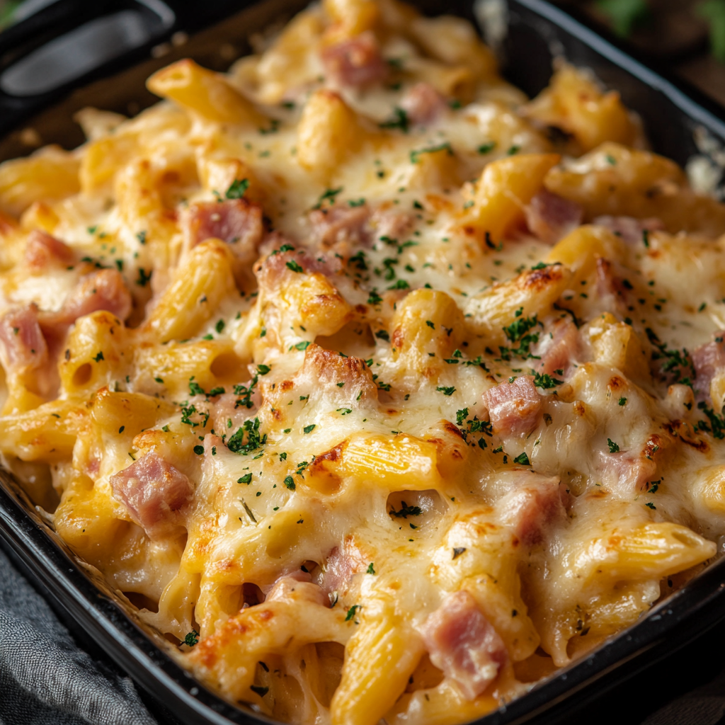 Cheesy Chicken and Ham Pasta