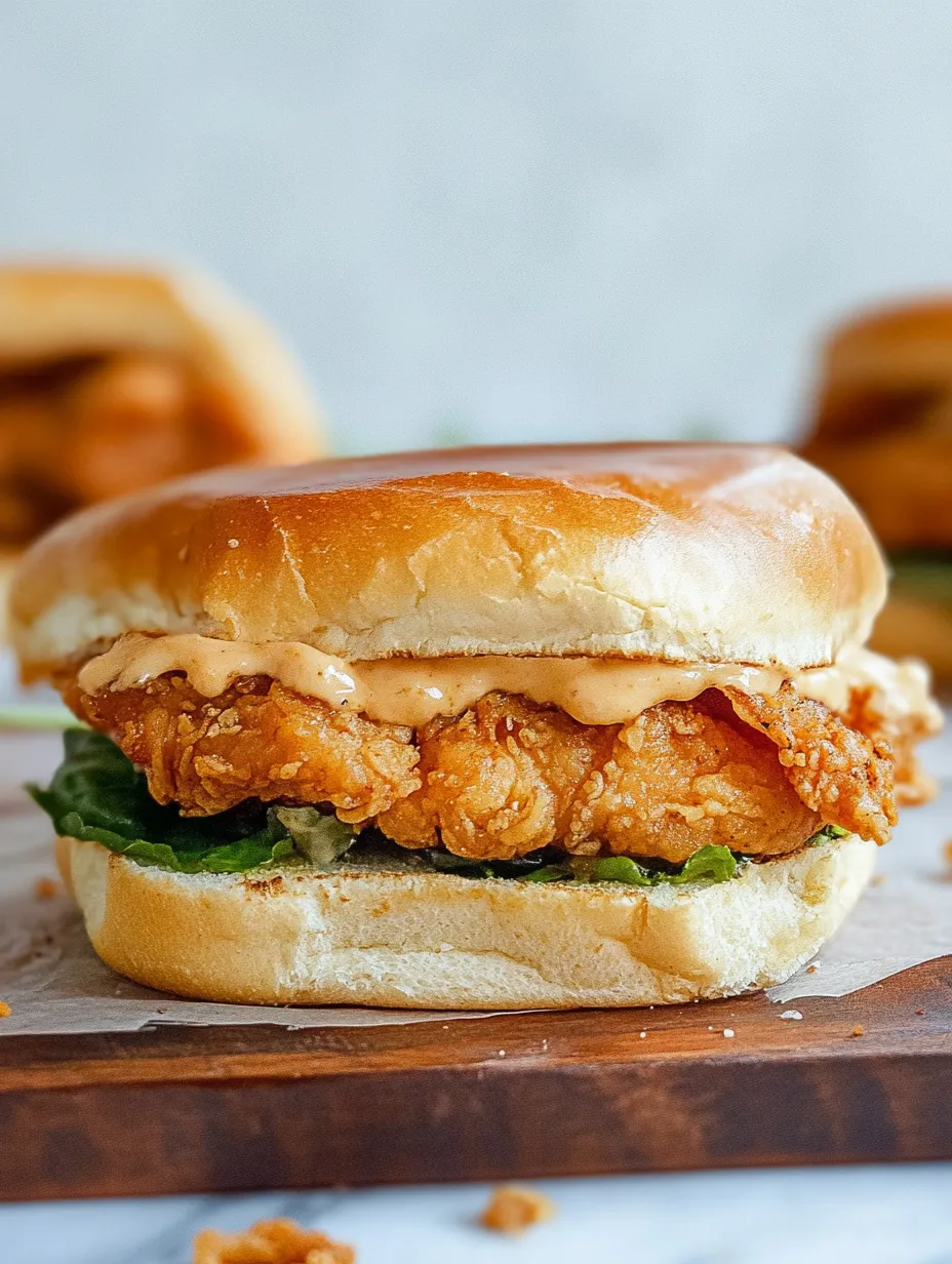 Close-up view Popeyes Chicken Sandwich Recipe