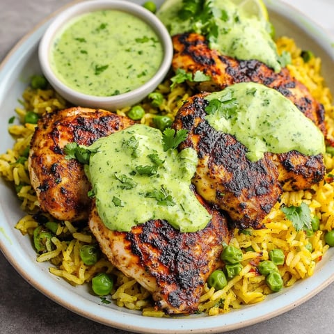 Peruvian Chicken & Rice with Green Sauce